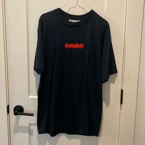 Mili Designs Black Halloween T-Shirt w/Pumpkins Size Large. 50/40‎ Cotton/Poly